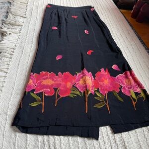 Vintage Black Floral Maxi Skirt - chebella!